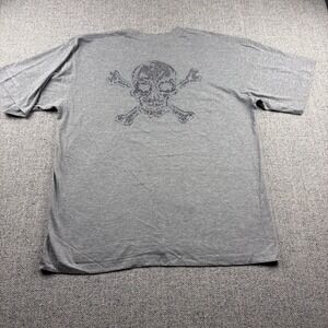 Get Lucky USA Las Vegas Rhinestone Skull T Shirt Gray Mens Y2K Bling Sz XL